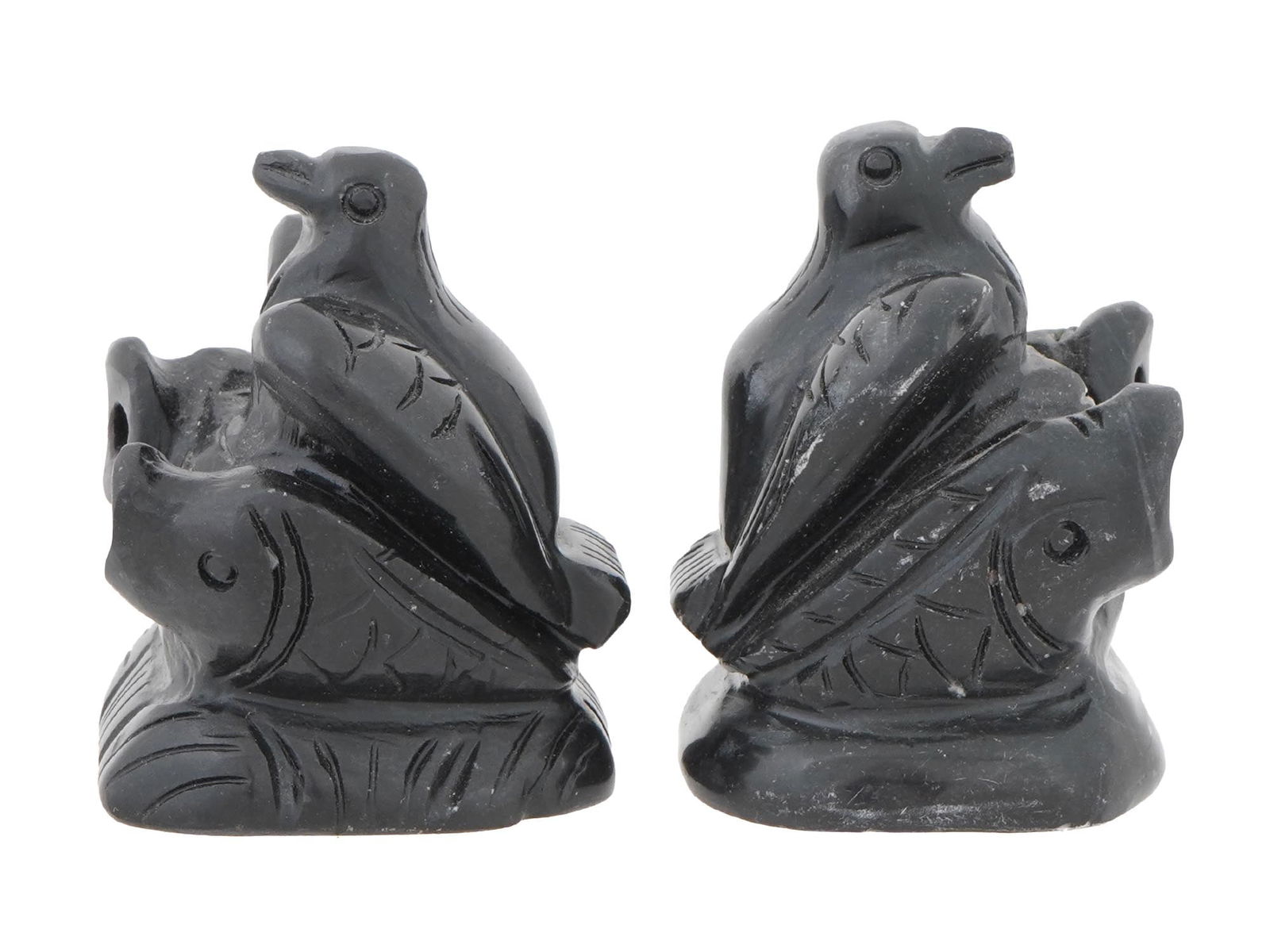 PAIR OF ASIAN MANNER CARVED STONE FIGURAL BOOK ENDS (1 of 10)
