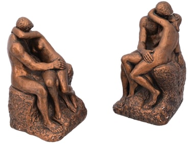 AFTER SCULPTURE KISS BY RODIN GYPSUM AUSTIN BOOKENDS