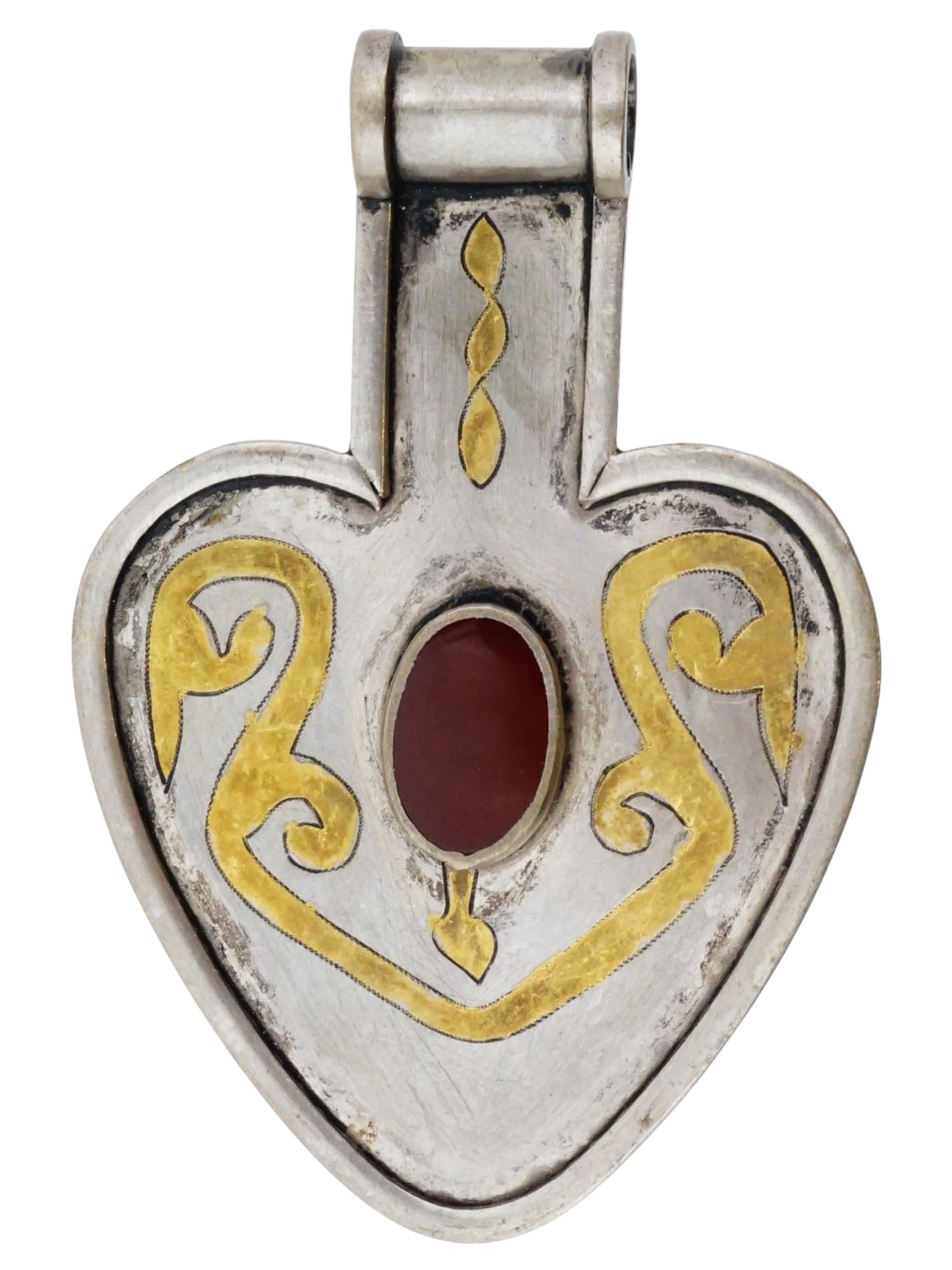 ANTIQUE TURKMEN SILVER CARNELIAN ASYK PENDANT (1 of 8)