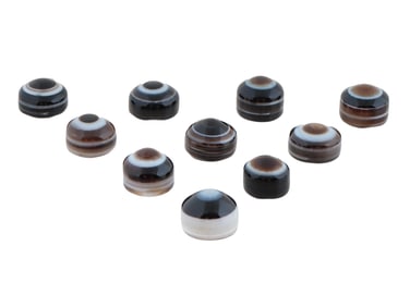 COLLECTION OF TEN EYE BANDED AGATE JEWELRY PENDANTS