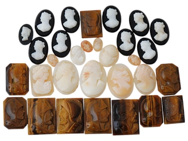 COLLECTION OF ANTIQUE HAND CARVED CAMEOS