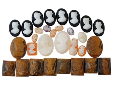 COLLECTION OF ANTIQUE HAND CARVED CAMEOS