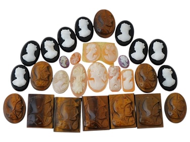 COLLECTION OF ANTIQUE HAND CARVED CAMEOS