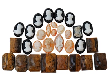 COLLECTION OF ANTIQUE HAND CARVED CAMEOS