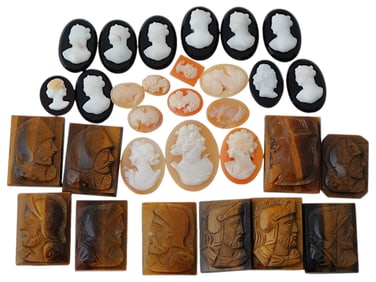 COLLECTION OF ANTIQUE HAND CARVED CAMEOS