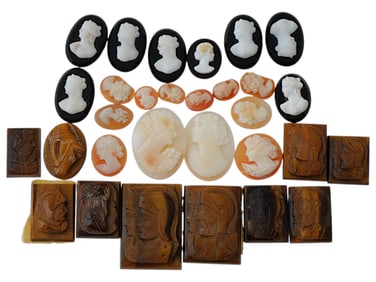 COLLECTION OF ANTIQUE HAND CARVED CAMEOS