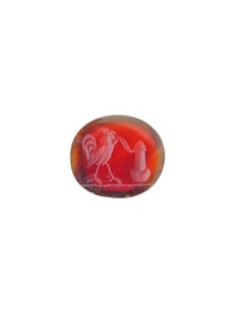 ANTIQUE CARVED CARNELIAN INTAGLIO SEAL W EROTIC SCENE