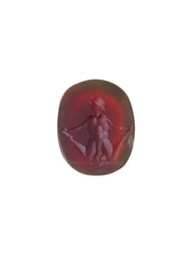 ANTIQUE CARVED CARNELIAN INTAGLIO SEAL W EROTIC SCENE