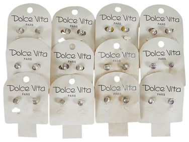 LOT OF 12 FRENCH DOLCE VITA COSTUME JEWELRY EARRINGS