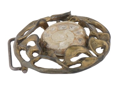 VINTAGE AMMONITE FOSSIL BELT BUCKLE