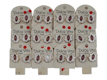 VINTAGE FRENCH DOLCE VITA 12 PAIRS CLIP ON EARRINGS