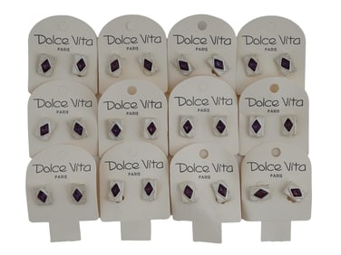 LOT OF FRENCH DOLCE VITA JEWELED STUD EARRINGS