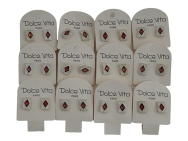 LOT OF 12 VINTAGE FRENCH DOLCE VITA 12 PAIRS STUD EARRINGS