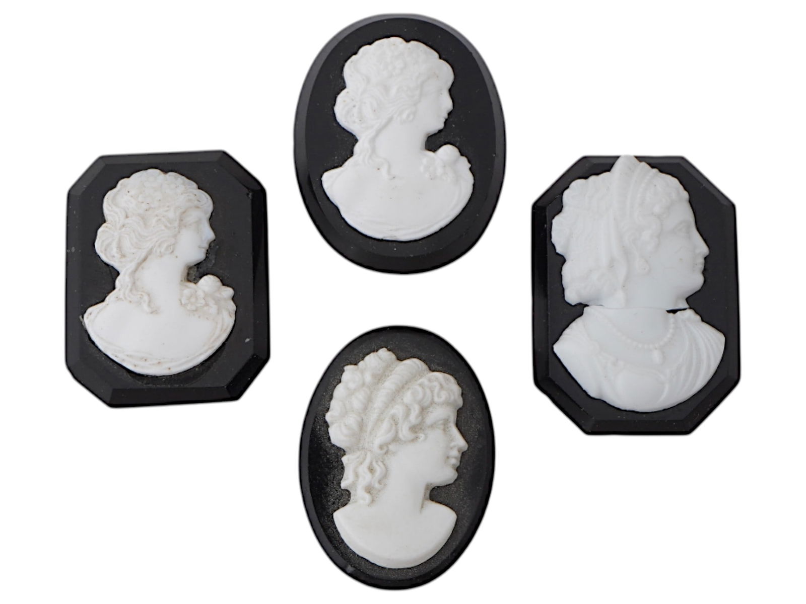 LOT OF FEMALE PORTRAIT CARVED SHELL ONYX CAMEOS (1 of 3)