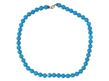 VINATGE ROUND TURQUOISE STONE BEADED NECKLACE