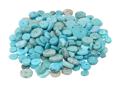LOT OF TURQUOISE BEADS OF CIRCULAR SHAPE FOR NECKLACE