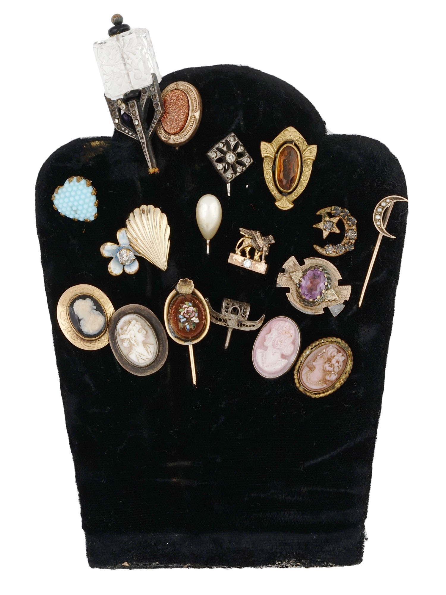 ANTIQUE AND VINTAGE CAMEO JEWELED WOMENS HAT PINS (1 of 13)