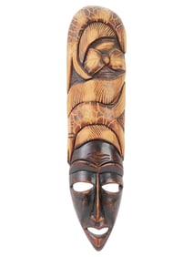 AFRICAN HAND CARVED WOODEN MASK WITH FISH MOTIFS