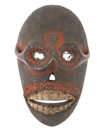 CENTRAL AFRICAN NIGERIA TIV WOODEN FETISH SKULL MASK