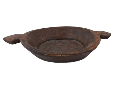 LARGE AFRICAN DARK BROWN WOODEN CEREMONIAL BOWL