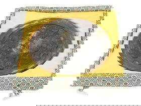 ANTIQUE CHINESE BRONZE MIRROR WITH BEAST RELIEF DECOR: An antique Chinese bronze mirror, presumably from the Song dynasty. The mirror features raised relief decorations consisting of stylized beast figures around a central raised boss. A raised rim surrou