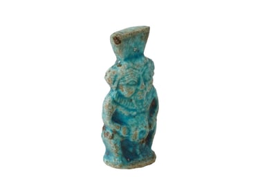 ANCIENT EGYPTIAN FAIENCE BES FIGURINE 1570 TO 1342 BC