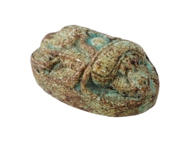 ANCIENT EGYPTIAN PTOLEMAIC FAIENCE SCARAB 305 TO 30 BC