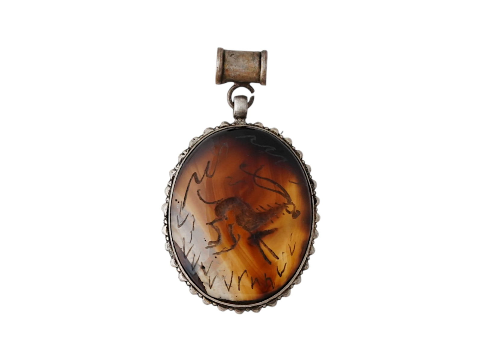 ANCIENT PERSIAN CARVED STONE PENDANT W ENGRAVED ANIMAL (1 of 4)