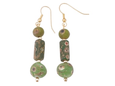 ANCIENT PHOENICIAN MOSAIC GLASS GOLD PLATED EARRINGS