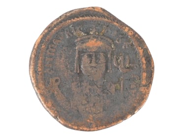 ANCIENT BYZANTINE EMPIRE BRONZE FOLLIS COIN