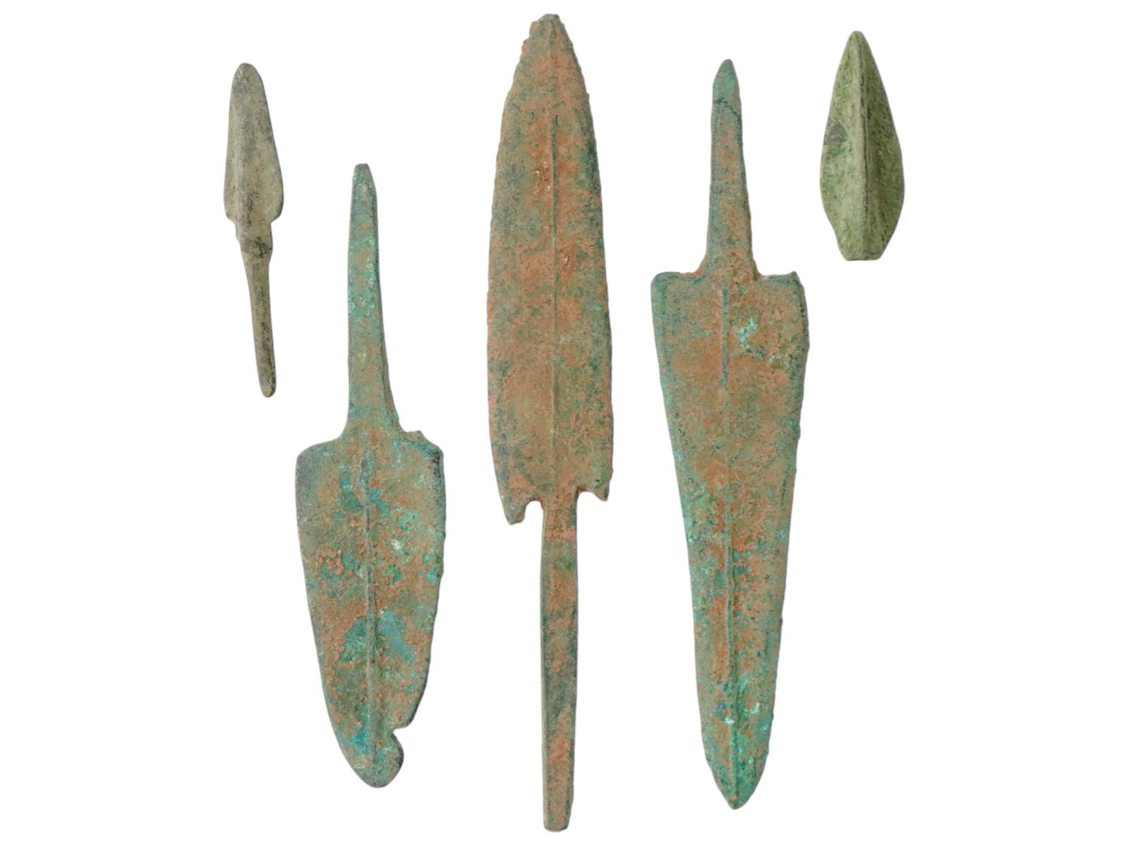 FIVE ANCIENT BRONZE ARROWHEADS FROM DIVERSE CULTURES (1 of 3)