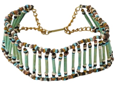 ANCIENT EGYPTIAN BEADS AS A MODERN GOLD PLATED BRACELET