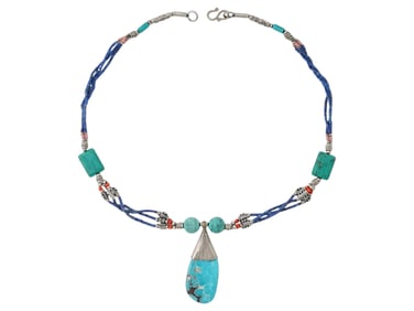 ANCIENT NEAR EASTERN LAPIS LAZULI SILVER NECKLACE