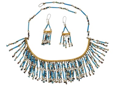 SET OF NECKLACE EARRINGS W ANCIENT TURQUOISE BEADS