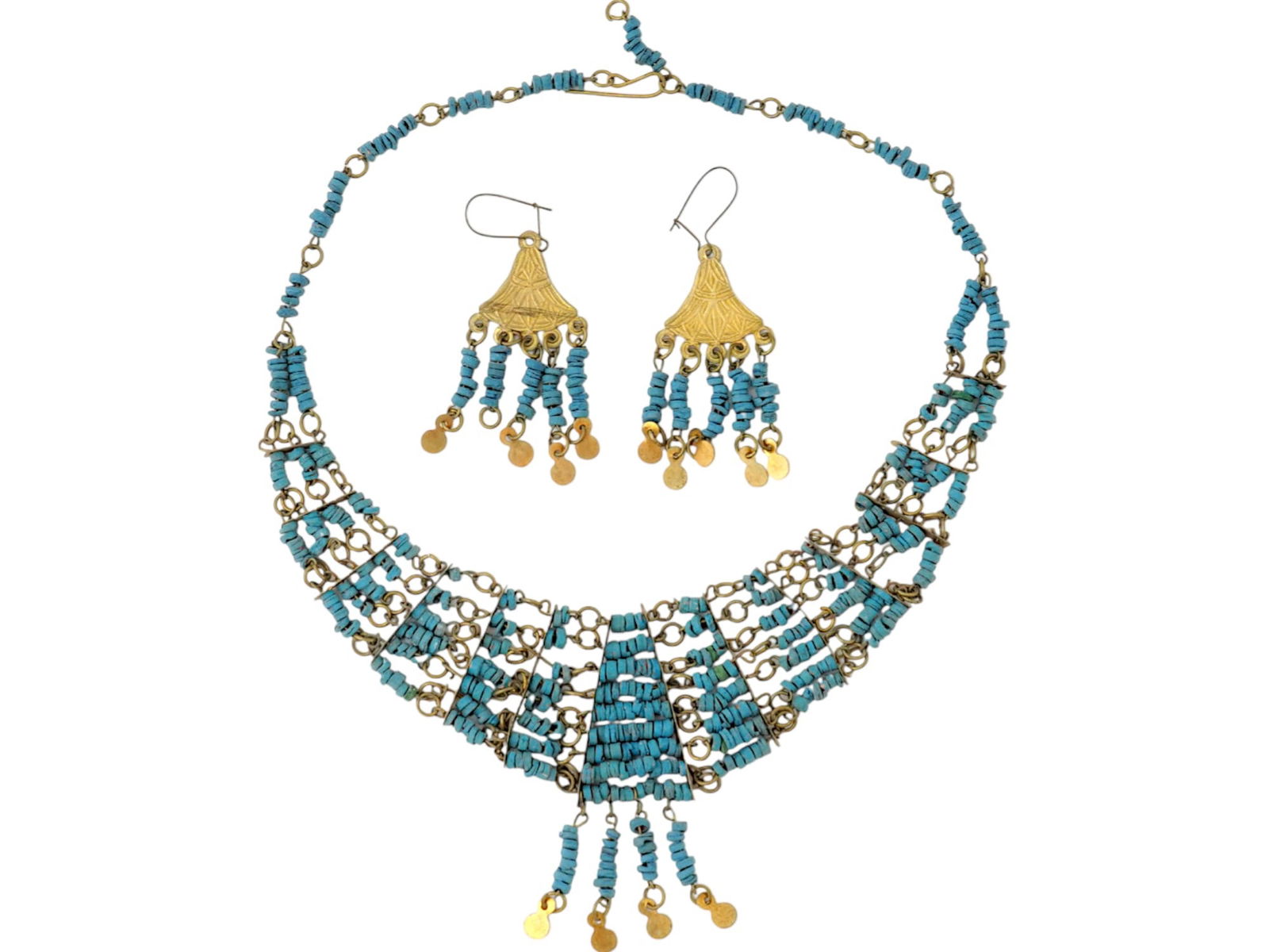 SET OF NECKLACE EARRINGS W ANCIENT TURQUOISE BEADS (1 of 2)
