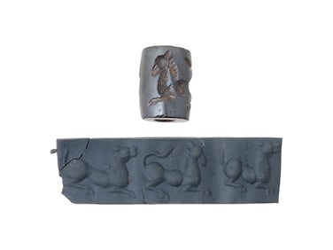 ANCIENT MESOPOTAMIAN CYLINDER STONE SEAL 2000 BC