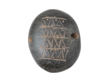 ANCIENT MESOPOTAMIAN STONE STAMP SEAL WITH MALE FIGURE