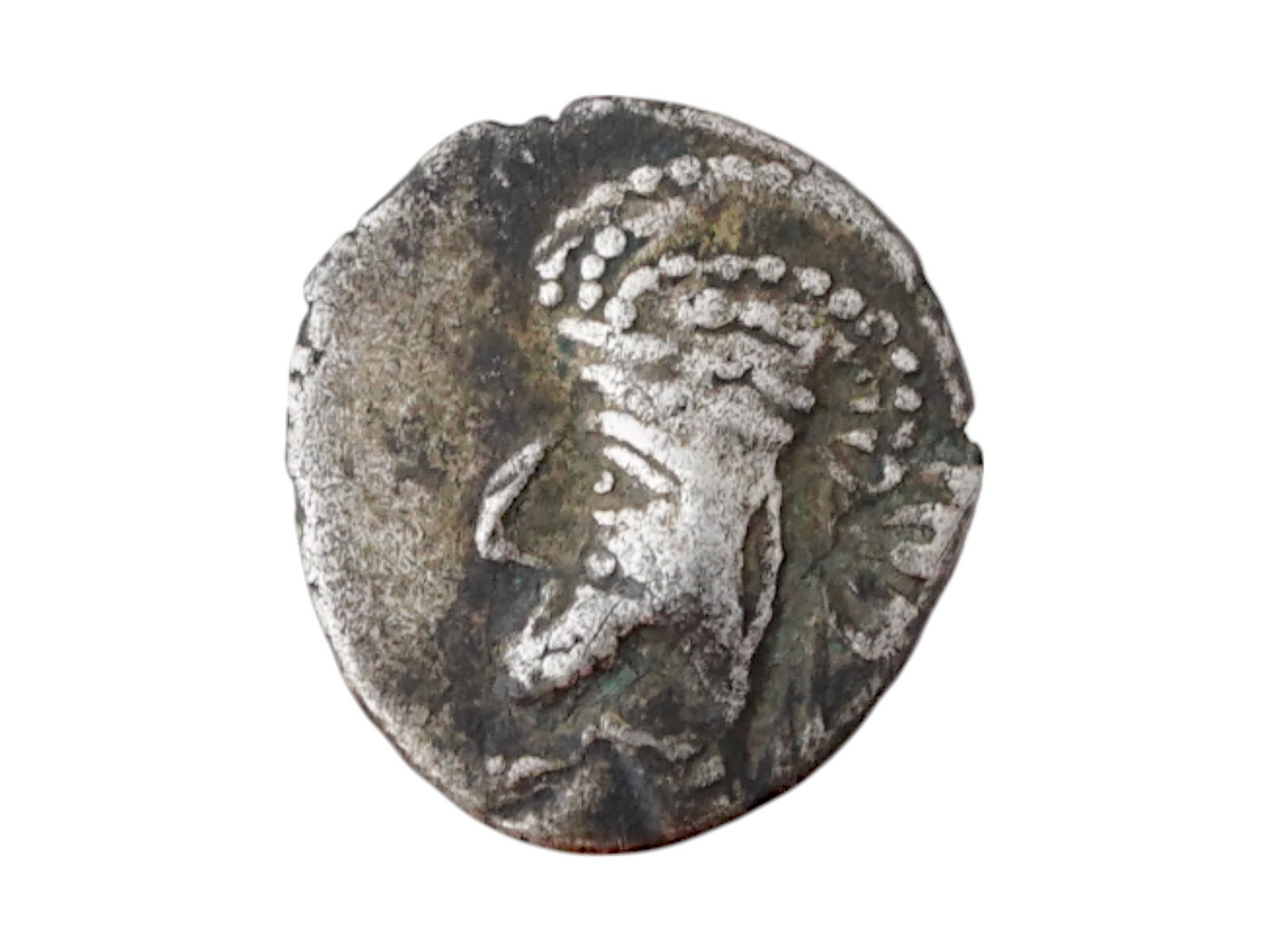 ANCIENT PERSIAN SILVER COIN W PORTRAIT OF BEARDED KING (1 of 4)