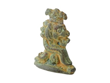 ANCIENT GREEK CROWNED LION BRONZE FIGURINE CA 400 BC