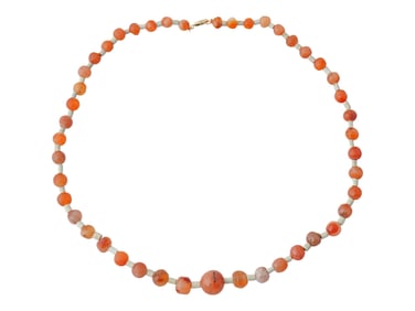 ANCIENT PERSIAN BEADED CARNELIAN FAIENCE NECKLACE