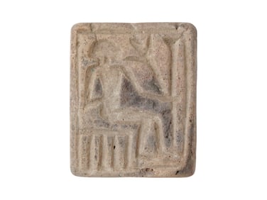 ANCIENT EGYPTIAN SQUARE PENDANT WITH A SEATED RULER