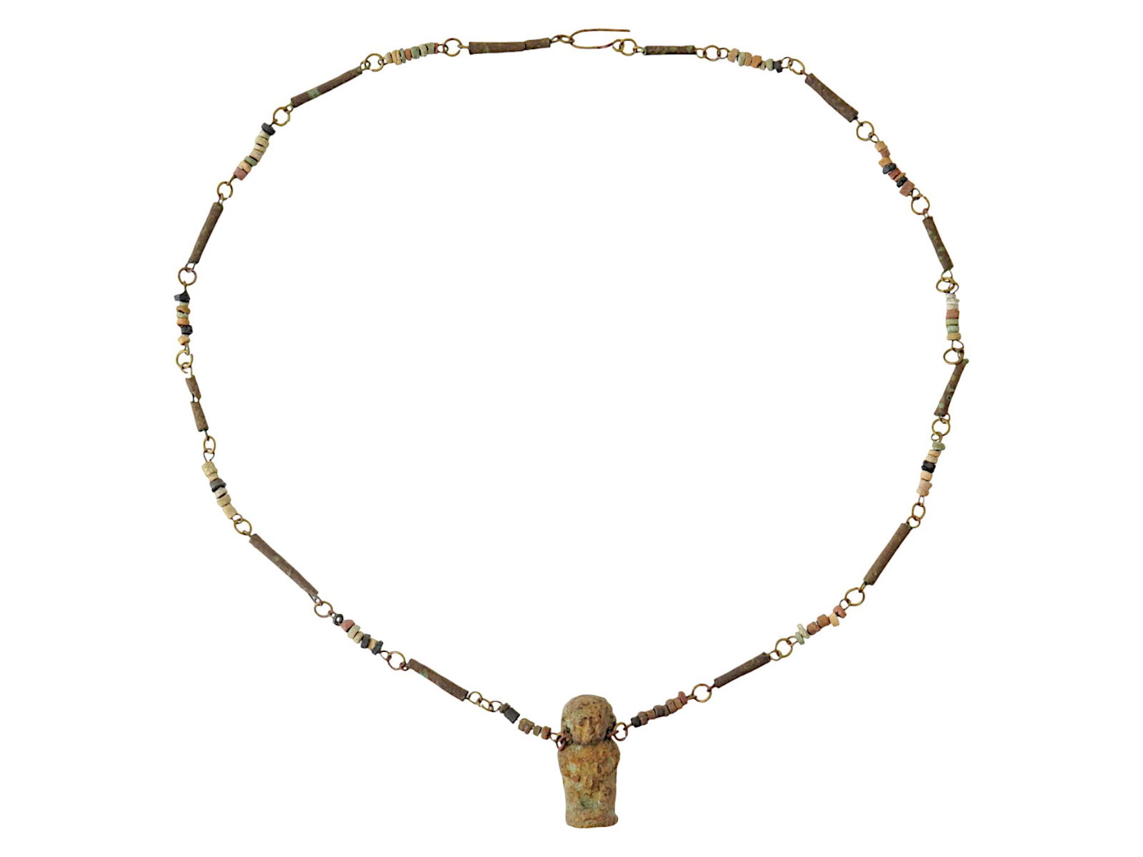 ANCIENT EGYPTIAN BEADED NECKLACE WITH GOD AMULET (1 of 6)