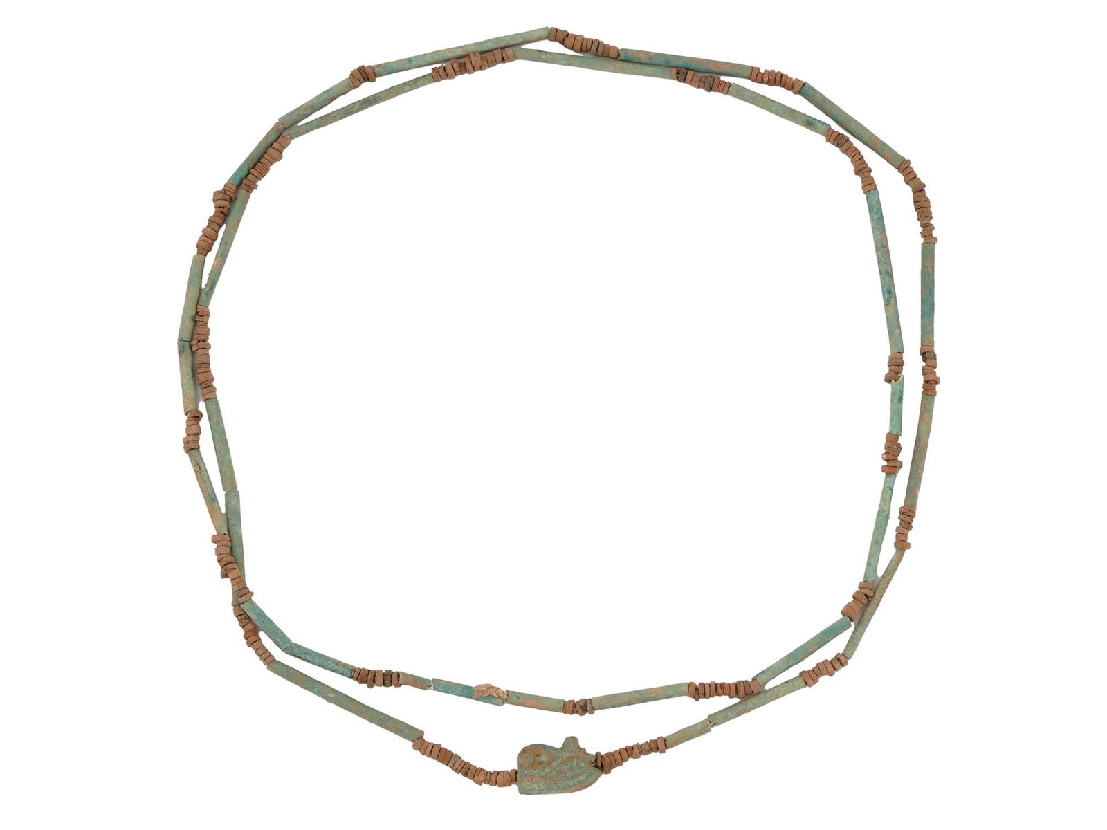 ANCIENT EGYPTIAN BEADED NECKLACE W HORUS AMULET (1 of 4)