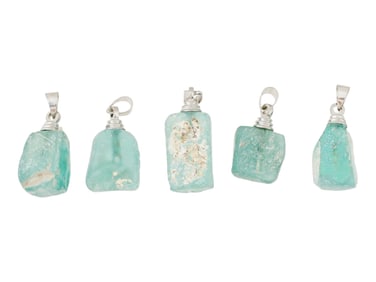 ANCIENT ROMAN GLASS BEADS IN MODERN SILVER SETTING