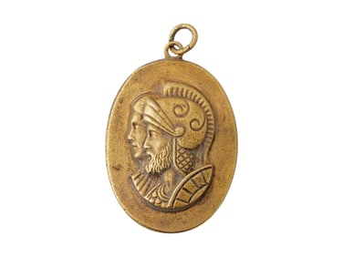 ANTIQUE GREEK GOLD WASH OVER METAL PENDANT 1900 AD