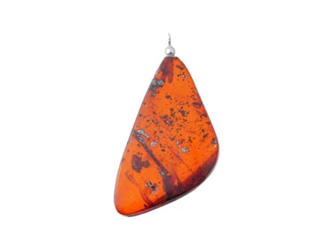 PREHISTORIC AMBER PENDANT WITH ANCIENT PLANT FRAGMENTS