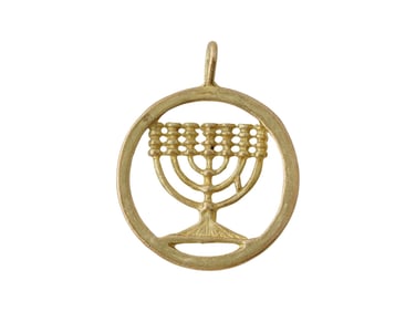 ANTIQUE HOLY LAND GILT SILVER MENORAH PENDANT