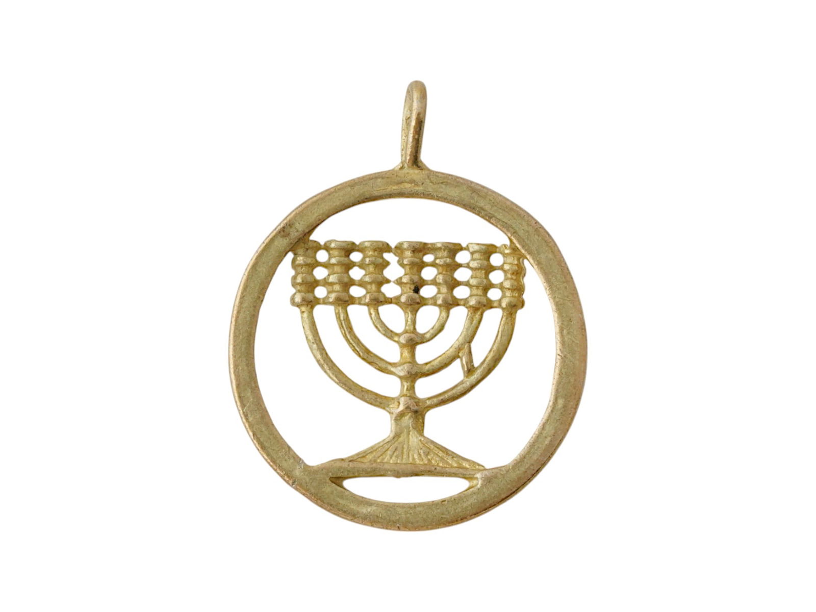 ANTIQUE HOLY LAND GILT SILVER MENORAH PENDANT (1 of 5)