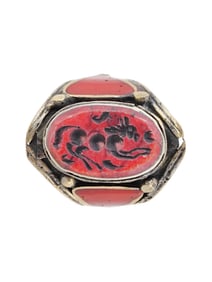 ANCIENT PERSIAN SILVER CARNELIAN INTAGLIO RING