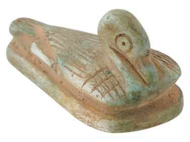 ANCIENT EGYPTIAN GOOSE FIGURINE WITH CHARACTERS